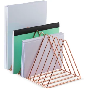 Triangle Shaped File Holder for Desk Office Organization Rose Gold