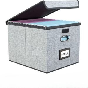 Portable File Organizer Box with Lids - Gray