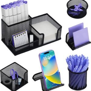 Mesh Desk Organizer Set With Pen holder Paper Clip Holder