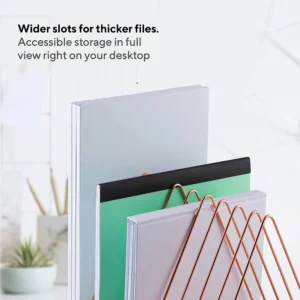 Triangle Shaped File Holder for Desk Office Organization Rose Gold