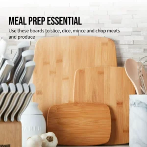 3-Piece Kitchen Cutting Board Set Made From Bamboo Wood