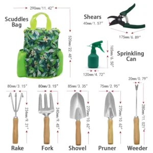 9-Piece Garden Tools Set with Gloves and Tote | Gardening Kit