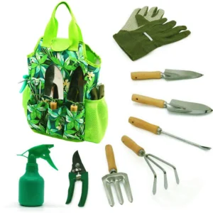 9-Piece Garden Tools Set with Gloves and Tote | Gardening Kit