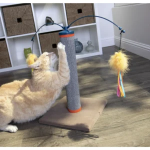 Scratch 'N Spin Carpet Cat Scratching Post With Interactive Spinning Wand Toys